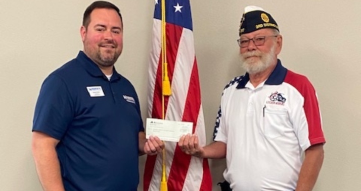 Jeremy Rosel, Veterans Services Coordinator, Hawkeye Community College; Bob Wenger, American Legion of Iowa Foundation District III Foundation Director