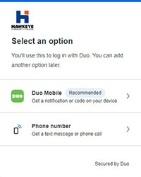 Select an option screen